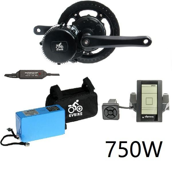 EV Bike středový pohon 750W/48V, baterie do rámu komplet sada
